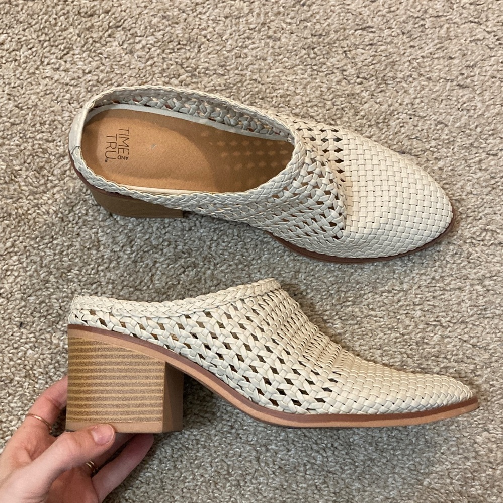 Time and Tru Woven Block Heel Mules